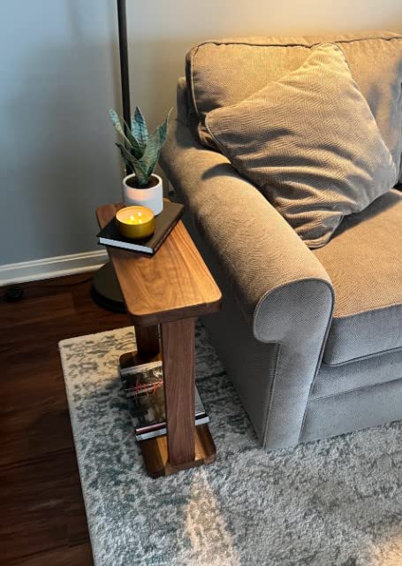 Umark Side Table with Lower Shelf for Home Decor,Living Room, Single Sofa Table Natural Finish - Image 1