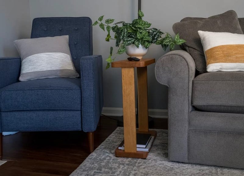 Umark Side Table with Lower Shelf for Home Decor,Living Room, Single Sofa Table Natural Finish - Image 5