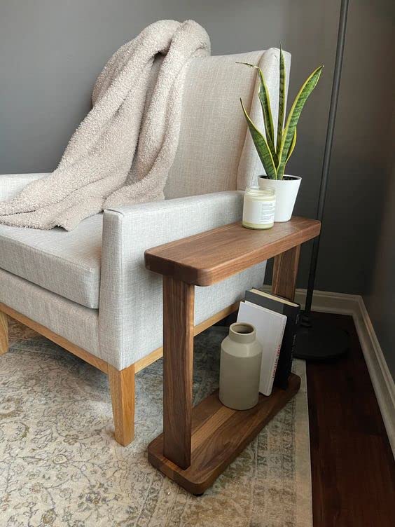 Umark Side Table with Lower Shelf for Home Decor,Living Room, Single Sofa Table Natural Finish - Image 2