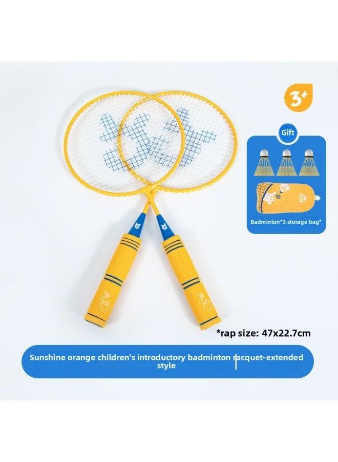 Ultra-light Children's Badminton Racket Suit Outdoor Parent-child Interactive Educational Sports Toys Primary School Students 3-4-5-6 Years Old-Color:Play To Learn Children's Badminton Double Beat Yellow (alloy)