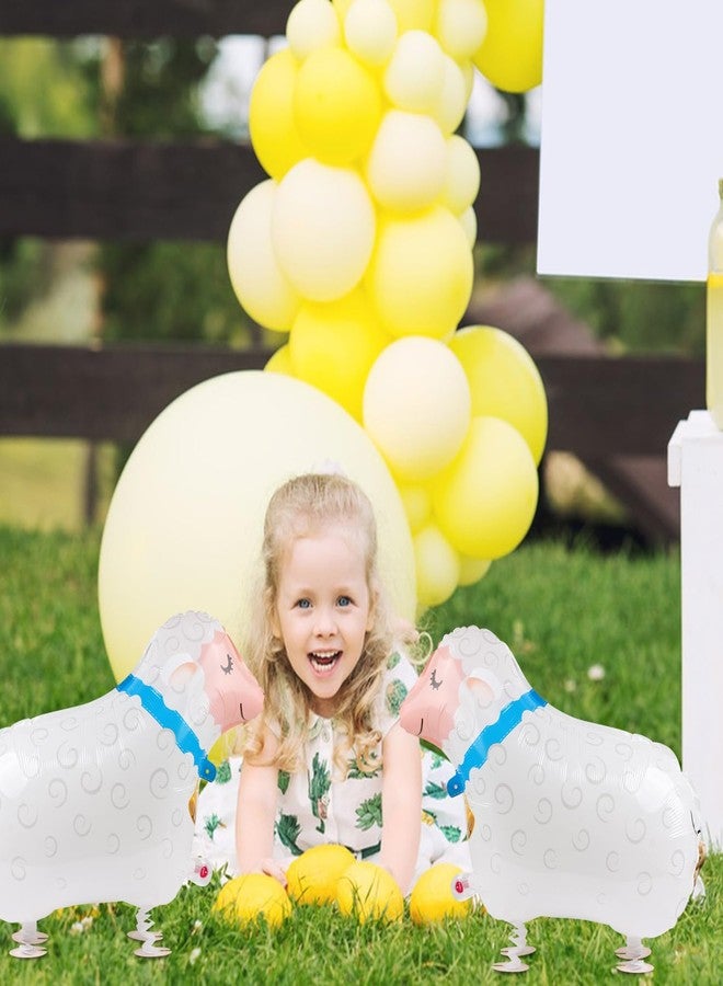 EVERMARKET 6 Pcs Walking Farm Animals Balloons,Mylar Walking Sheep Balloon with Ribbons for Theme Farm Animals Birthday Halloween Party Decorations (Sheep) - Image 5