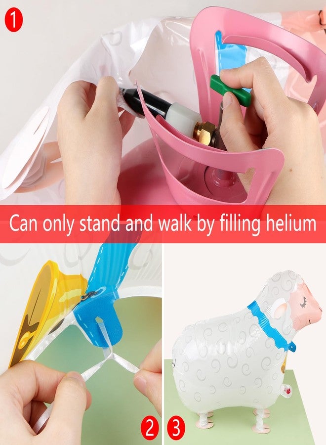 EVERMARKET 6 Pcs Walking Farm Animals Balloons,Mylar Walking Sheep Balloon with Ribbons for Theme Farm Animals Birthday Halloween Party Decorations (Sheep) - Image 3