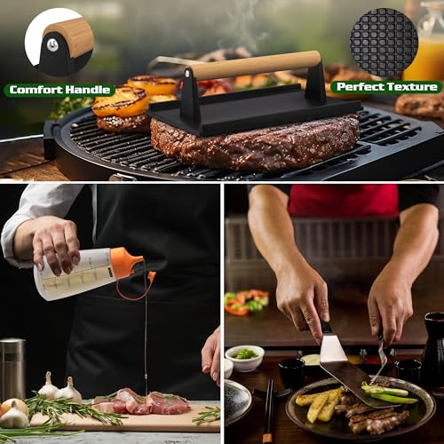 Furnhome 120 Pcs Griddle Accessories Kit for Blackstone - Perfect Flat Top Grill Accessories for Outdoor, Professional Round Melting Dome with Cast Iron Smash Burger Press for Barbecue. - Image 3