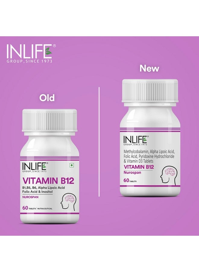 Inlife مكمل فيتامين ب12 (ميثيلكوبالامين) 1500 ميكروغرام مع ALA، حمض الفوليك، فيتامين D3 | صحة الأعصاب والدماغ للرجال والنساء - 60 قرص (عبوة من 1، 60) - Image 2