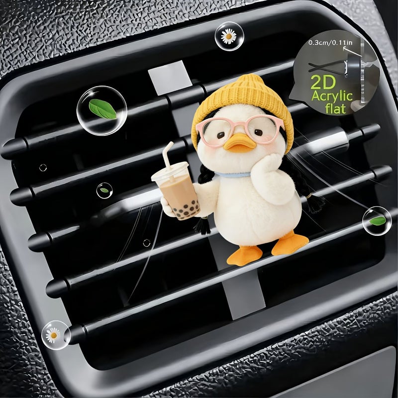 Acrylic Car Vent Decoration And Air Freshener Featuring A Shy Little Yellow Duck - Image 1