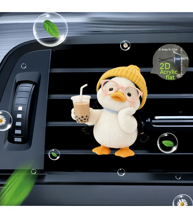Acrylic Car Vent Decoration And Air Freshener Featuring A Shy Little Yellow Duck - Image 3