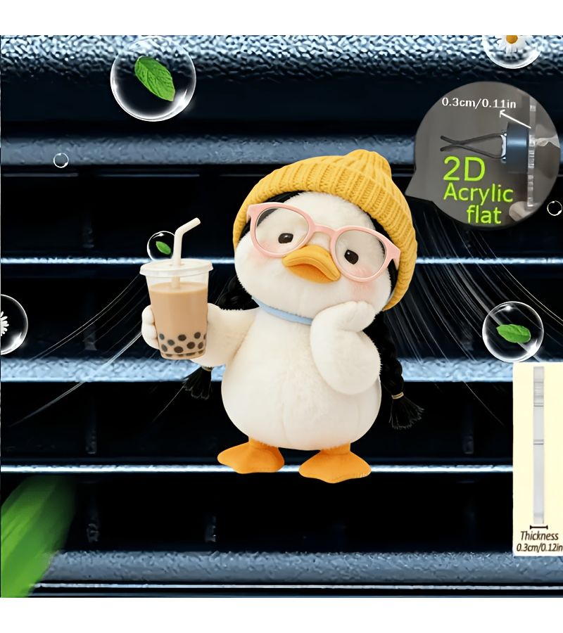 Acrylic Car Vent Decoration And Air Freshener Featuring A Shy Little Yellow Duck - Image 5