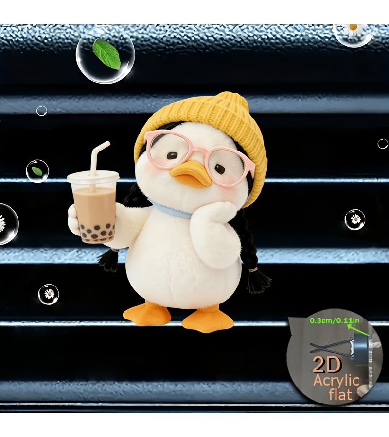 Acrylic Car Vent Decoration And Air Freshener Featuring A Shy Little Yellow Duck - Image 2