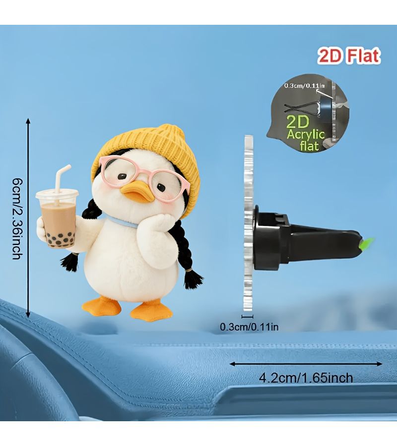 Acrylic Car Vent Decoration And Air Freshener Featuring A Shy Little Yellow Duck - Image 4