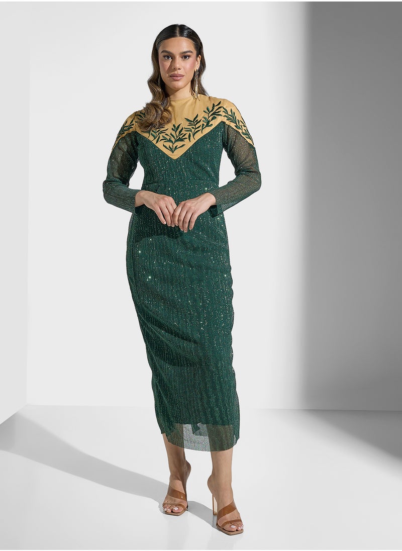 Threadz by Ajooni - High Neck Sequin Dress - Image 1
