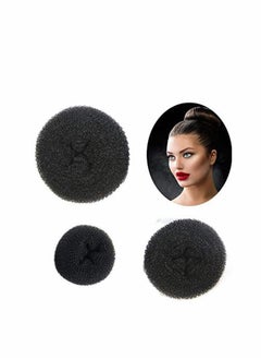 Hair 3 Piece Donut Hair Bun Maker, (1 Small, 1 Medium, 1 Large) Black