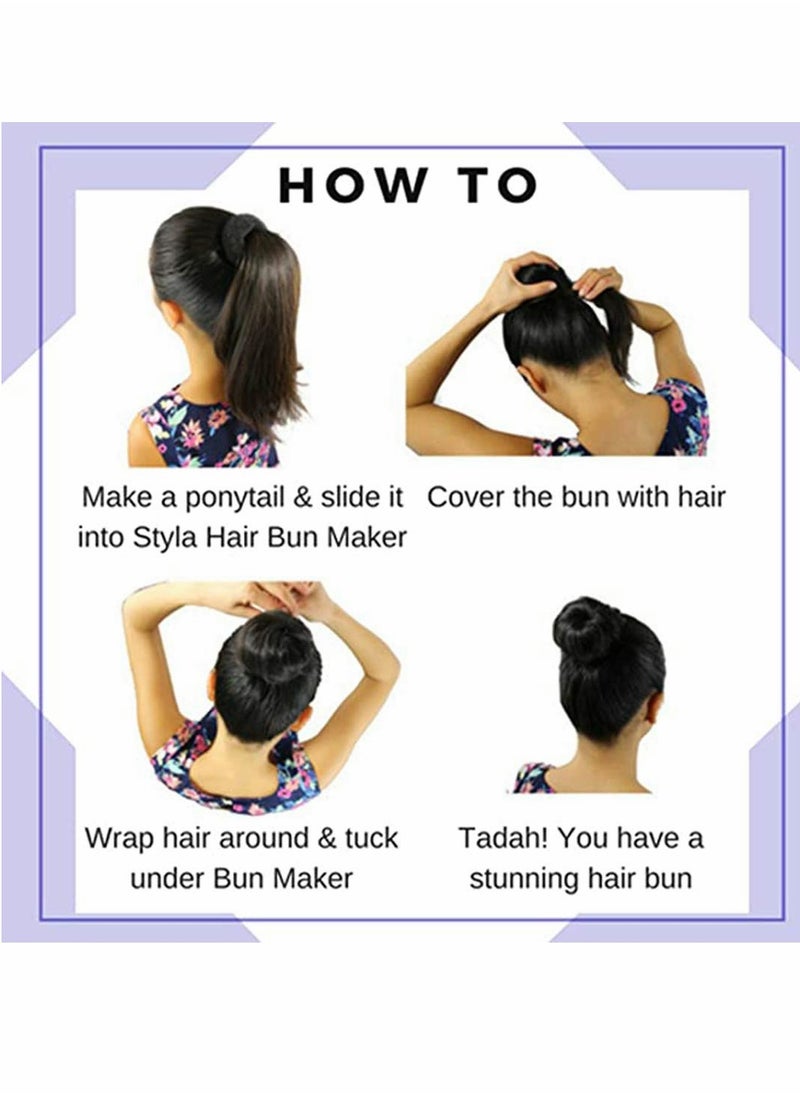KASTWAVE - Hair 3 Piece Donut Hair Bun Maker, (1 Small, 1 Medium, 1 Large) Black - Image 1