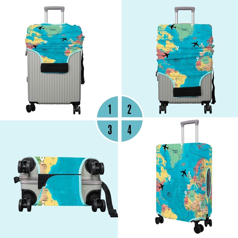 PtRug Travel Luggage Cover Suitcase Protector Fits 18-32 Inch Wheel Covers PatternedTravel Related Items Flower Luggage Protector Elastic S/M/L/XL, C-1, S(18-20in) - Image 3