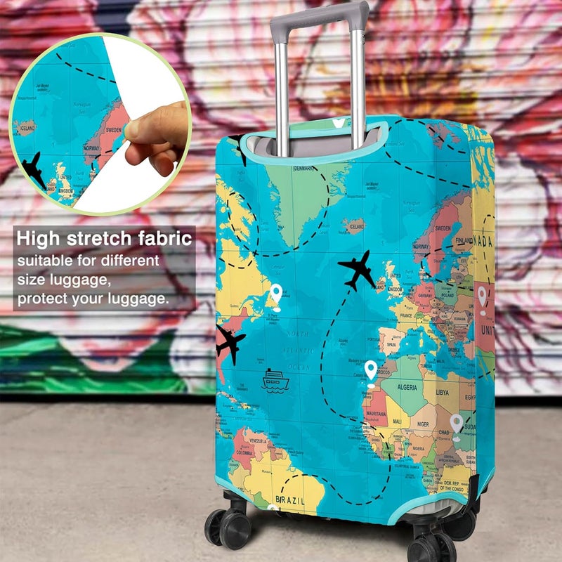 PtRug Travel Luggage Cover Suitcase Protector Fits 18-32 Inch Wheel Covers PatternedTravel Related Items Flower Luggage Protector Elastic S/M/L/XL, C-1, S(18-20in) - Image 4