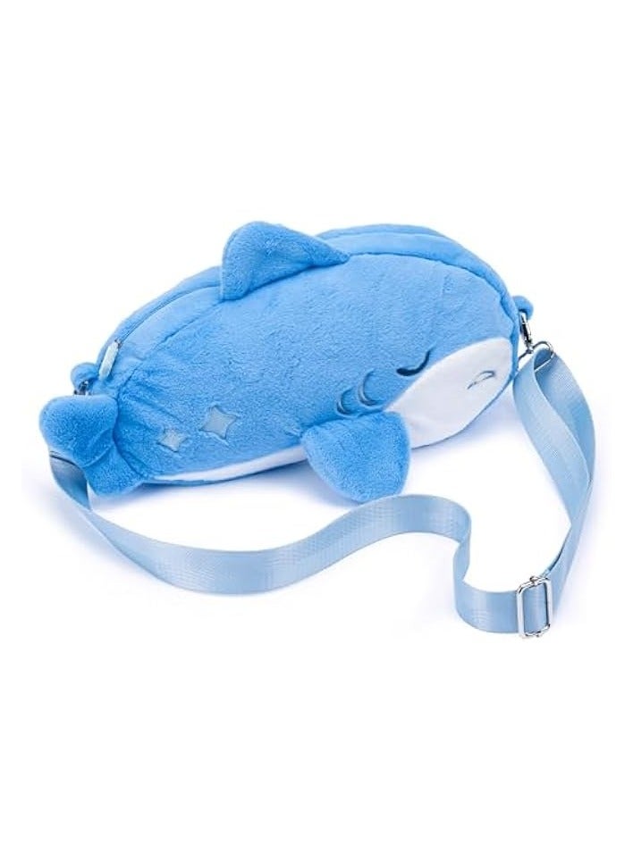 PROMASS Cute Plush Switch Carrying Case Compatible with Nintendo Switch/OLED,Portable Crossbody Bag Travel Bag with A Removable Shoulder Strap - Shark Party - Image 1