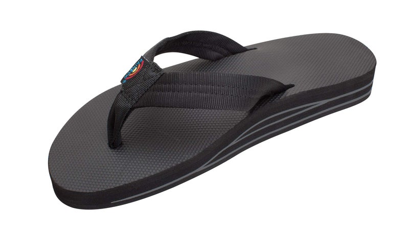 Rainbow Sandals Mens Double Layer Soft Top 1 EVA Rubber Filled wNylon Strap Black Mens Medium 8595 BM US