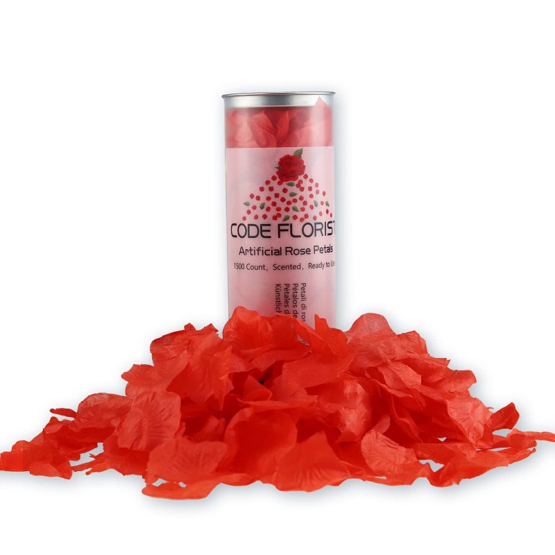 CODE FLORIST 1100 PCS Red Silk Rose Petals for Valentine's Day Romantic Night Wedding Proposal Anniversary Flower Decorations(Separated Scented) - Image 2