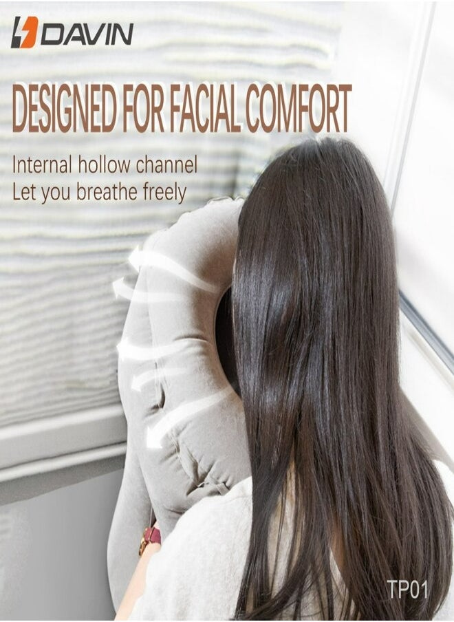 Davin - Travel Pillow Airplane Neck Pillow Comfortably Supports Head and Chin for Airplanes Trains Cars and Office Blue - Image 1