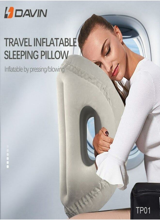Davin - Travel Pillow Airplane Neck Pillow Comfortably Supports Head and Chin for Airplanes Trains Cars and Office Blue - Image 1