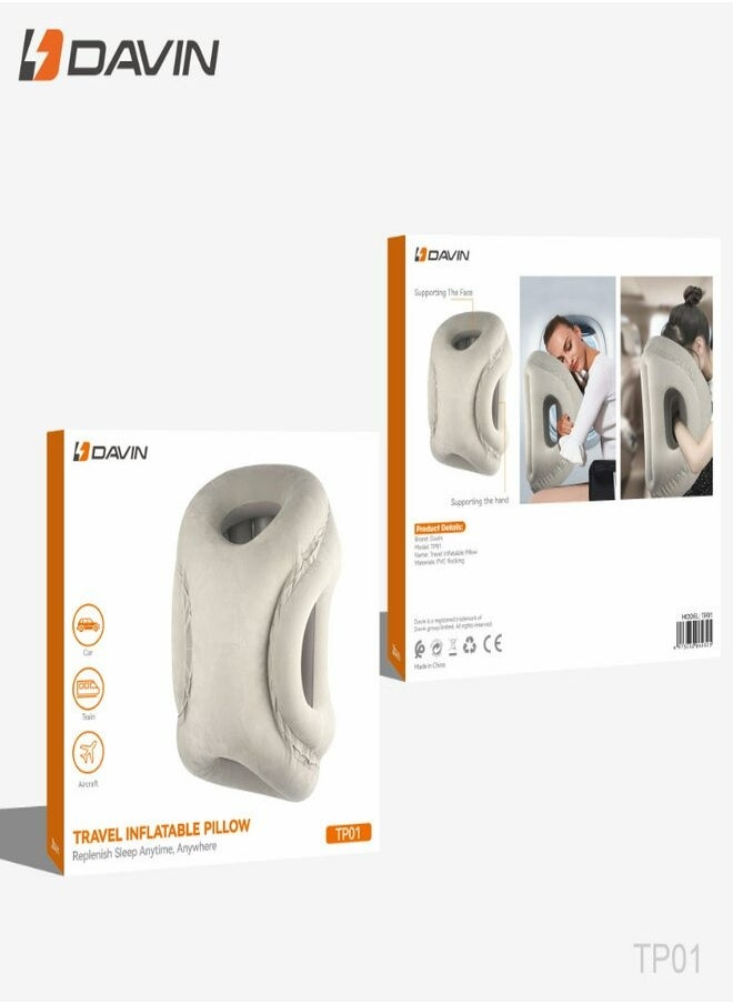 Davin - Travel Pillow Airplane Neck Pillow Comfortably Supports Head and Chin for Airplanes Trains Cars and Office Blue - Image 1