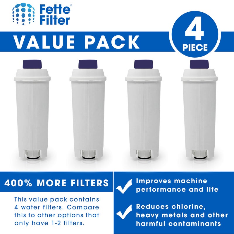 Fette Filter - Coffee Machine Filter for Delonghi Filter DLSC002 with Activated Carbon Softener, Water Filter Compatible with De'Longhi ECAM, Esam, ETAM, BCO, EC. (Pack of 4) - Image 2
