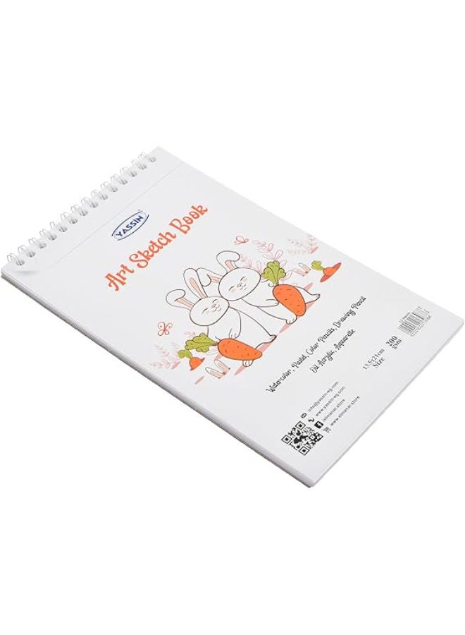 Yassin White Sketchbook, 12 Sheets 15x21cm Wire-Bound for Art and Sketching - Image 2