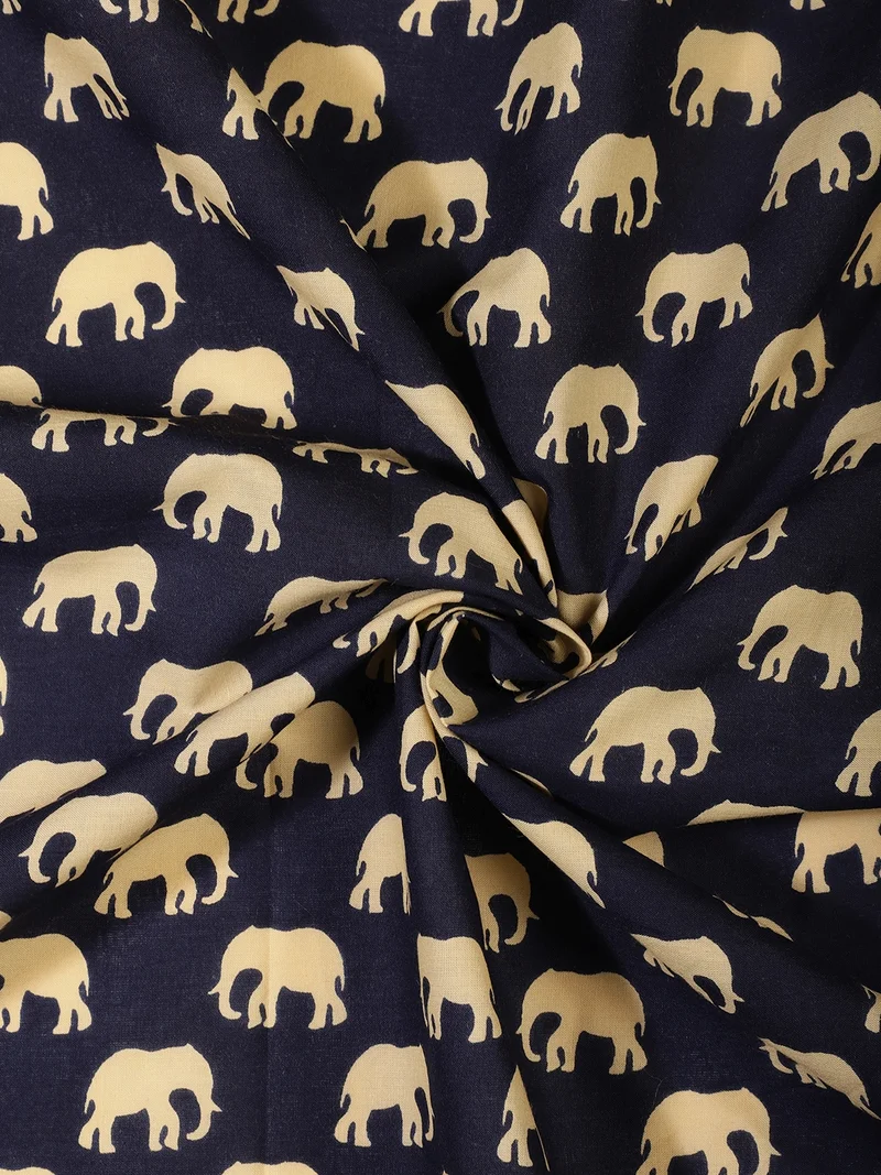 أيه كيه إس Navy Blue Elephant Motif Fabric
