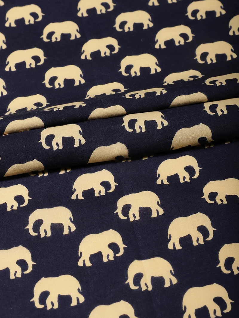 أيه كيه إس Navy Blue Elephant Motif Fabric