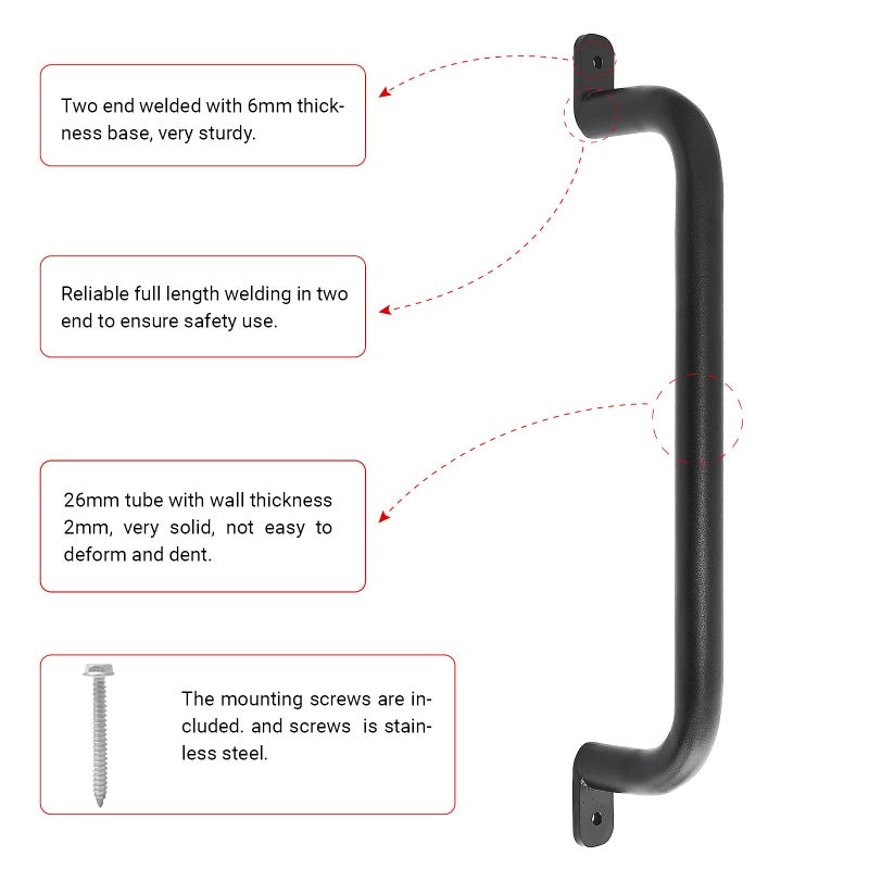 Purife 17 Inch Black Metal Playground Accessories Safety Handles Pack of 6 Playset Grab Handles Swing Sets Hand Grips Grab Rail Monkey Bar for Playhouse Treehouse - Image 3