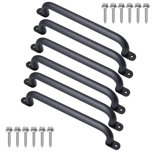 Purife 17 Inch Black Metal Playground Accessories Safety Handles Pack of 6 Playset Grab Handles Swing Sets Hand Grips Grab Rail Monkey Bar for Playhouse Treehouse - Image 1