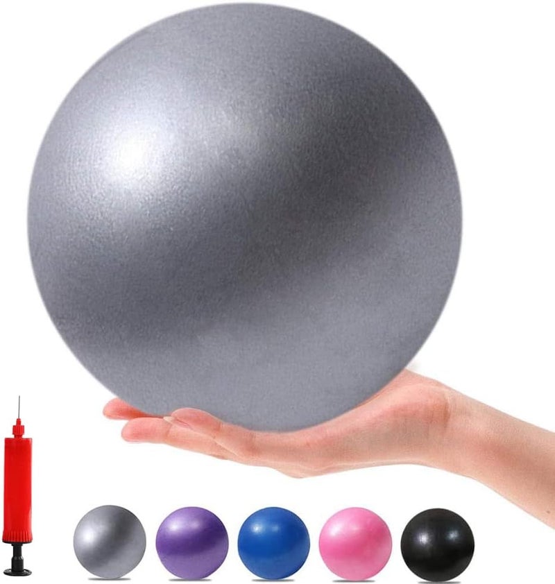 Mini Yoga Balls 6 Inch Exercise Pilates Therapy Balance Bender Ball with Pump - Grey - Image 1