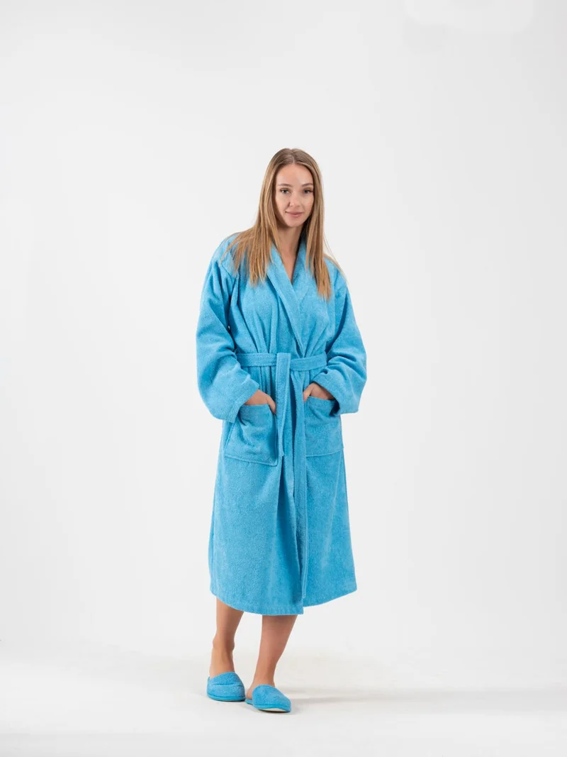 اندر هوم Bathrobe Shalyaka Model Two Pockets Belted Cotton Boucle Bathrobe