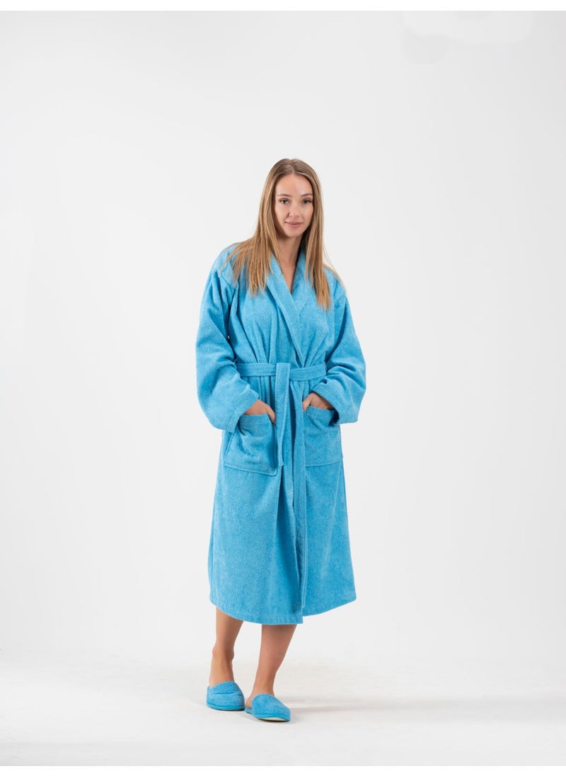 Ender Home Bathrobe Shalyaka Model Two Pockets Belted Cotton Boucle Bathrobe  - Image 3
