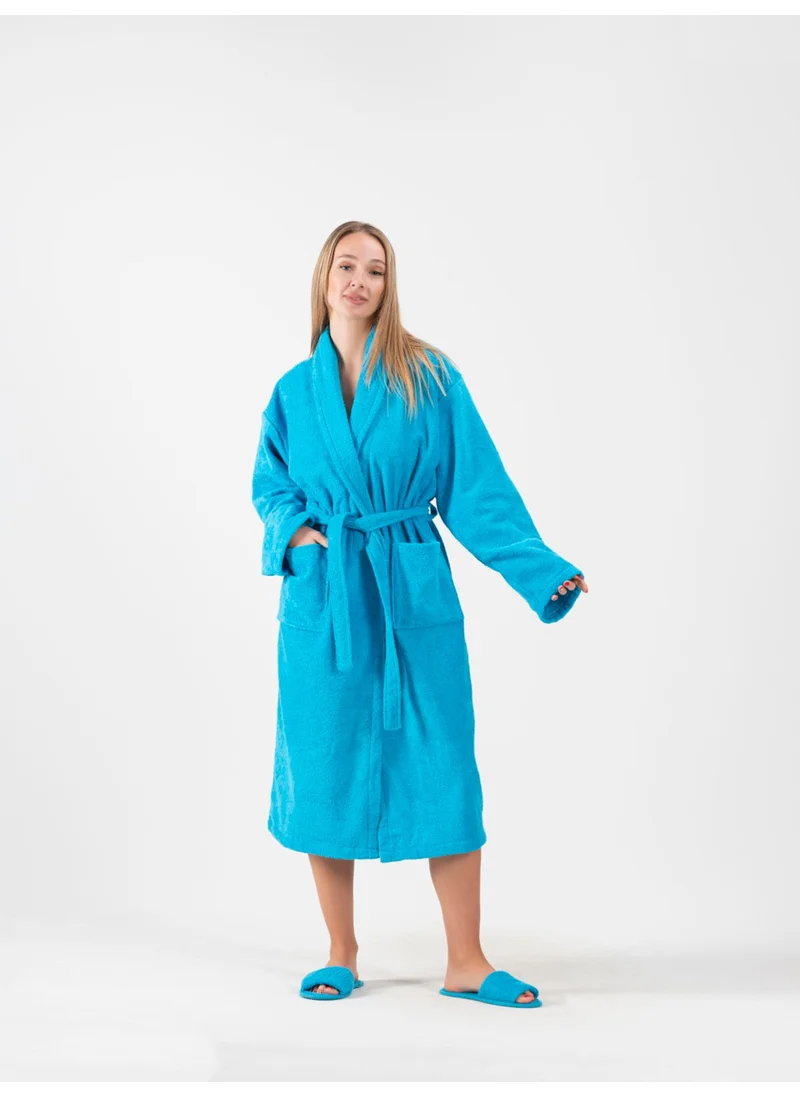 Ender Home Bathrobe Shalyaka Model Two Pockets Belted Cotton Boucle Bathrobe