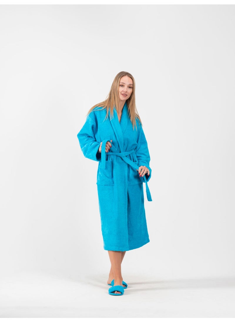 Ender Home Bathrobe Shalyaka Model Two Pockets Belted Cotton Boucle Bathrobe  - Image 4