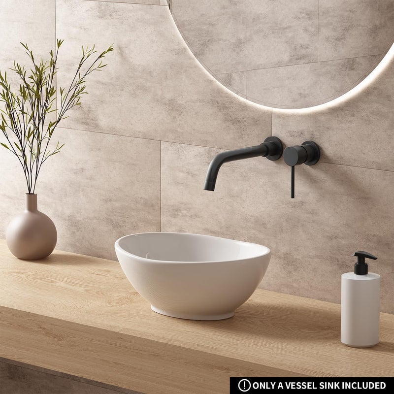 OCEALAGOON Small Bathroom Sink Above Counter, 13″x10″ Mini Oval Vessel Sink, Porcelain Ceramic Bowl Sinks for Bathrooms, Tiny White Bathroom Sinks for RV Powder Room Camper - Image 4