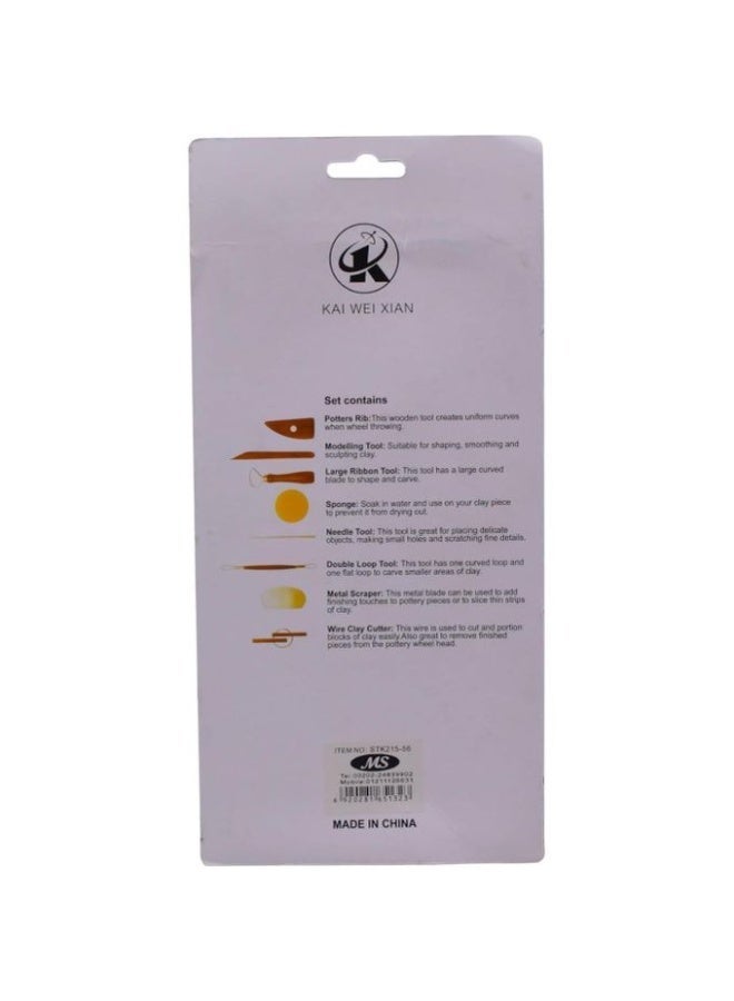 8pcs Ceramic Art Sculpture Wooden Pottery Tools And Metal Ceramic Polymer Clay Modeling Tools Set - Image 2