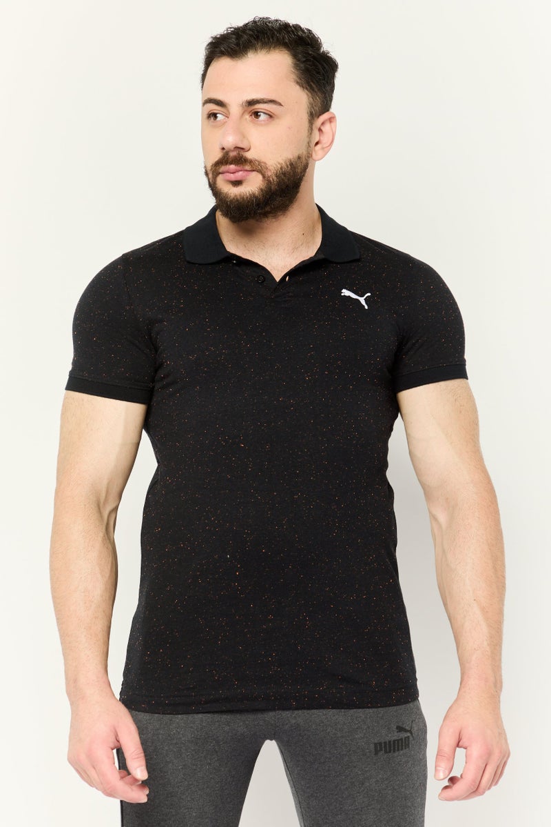 PUMA Men Sportswear Fit Short Sleeve Outdoor Polo Shirt, Black/Orange  - Image 1