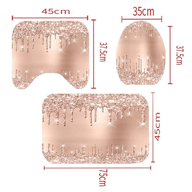 Bluejw High Quality 3D Printed Bathroom Rug Set Waterproof Bright 4 Pcs Including Cute Luxury Shower Curtain Made of Durable Polyester - Image 5