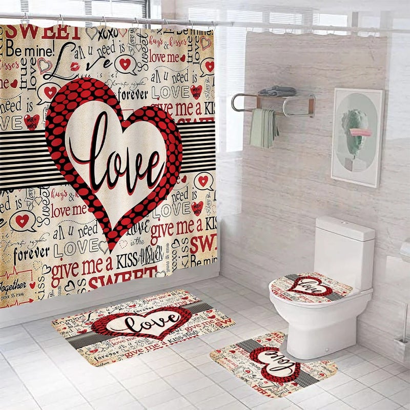 Bluejw High Quality 3D Printed Bathroom Rug Set Waterproof Bright 4 Pcs Including Cute Luxury Shower Curtain Made of Durable Polyester - Image 1