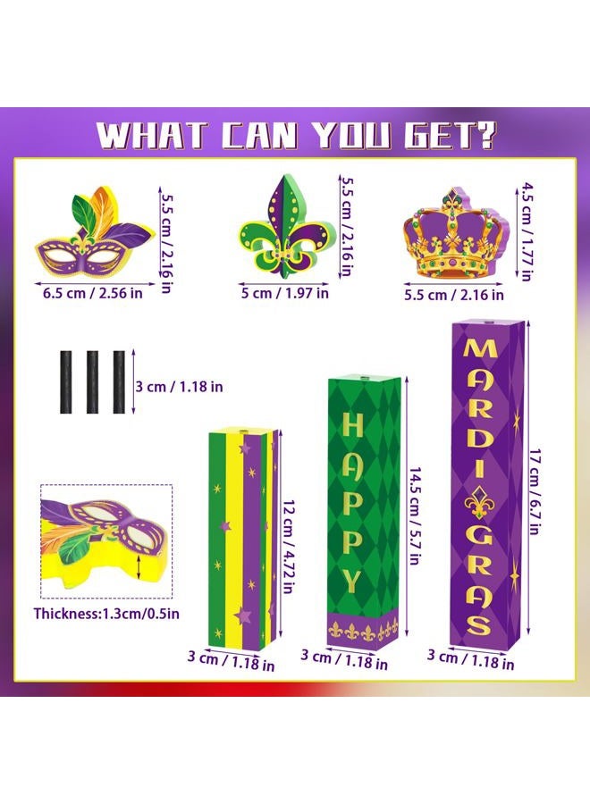 YGEINIT 3 Pcs Mardi Gras Table Decorations Set, 3D Wooden Mardi Gras Table Centerpieces, Rustic Carnival Tiered Tray Decor for Home Indoor and Mardi Gras Party Favors Supplies Decorations - Image 3