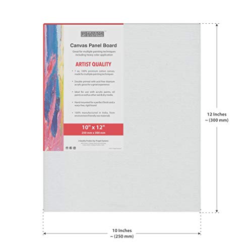 Pragati Systems® 10x12 Inch Medium Grain Primed Cotton Canvas Panel Board for Painting | Ready-to-Use Canvas Boards for Oil & Acrylic Painting, White (Pack of 2) - Image 4