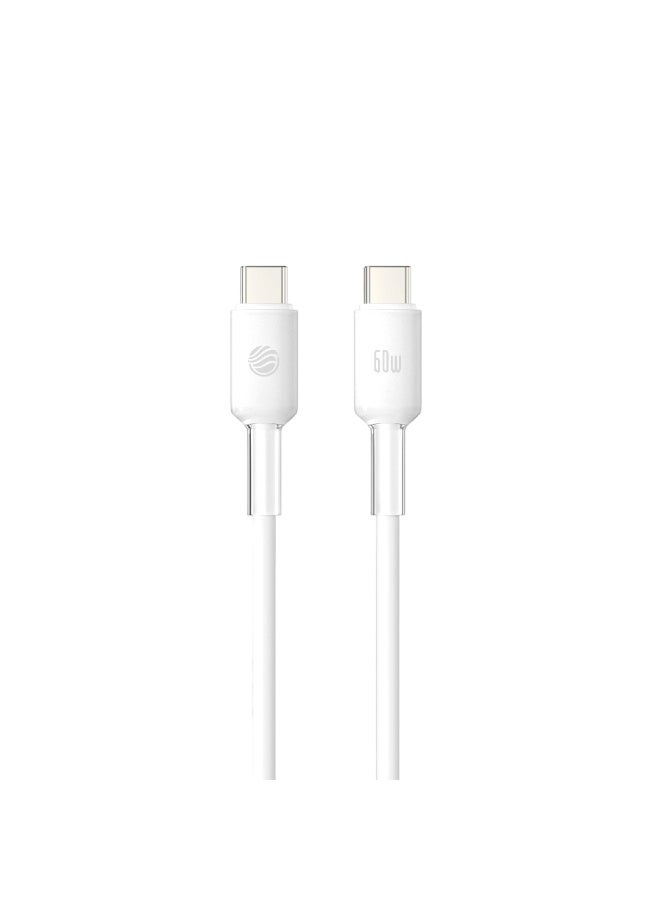 FIFTH ELEMENT LUMEN 2m Liquid Silicone USB-C to USB-C Cable, 60W PD Fast Charging for Phones, Tablets & Laptops – White - Image 1