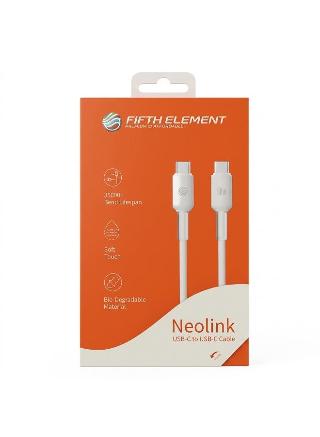 FIFTH ELEMENT LUMEN 2m Liquid Silicone USB-C to USB-C Cable, 60W PD Fast Charging for Phones, Tablets & Laptops – White - Image 5