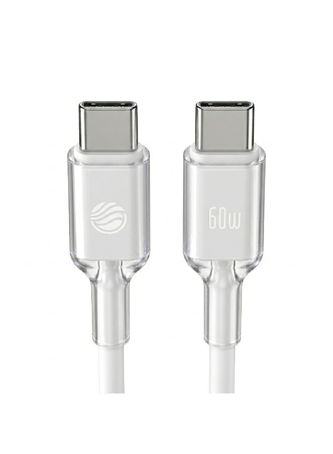 فيفث إيليمنت كابل FIFTH ELEMENT LUMEN بطول 2 متر من USB‑C إلى USB‑C شحن سريع بتقنية Power Delivery بقدرة 60 واط للهواتف والأجهزة اللوحية واللابتوبات، مع غلاف سيليكون ناعم – اللون الأبيض - Image 1