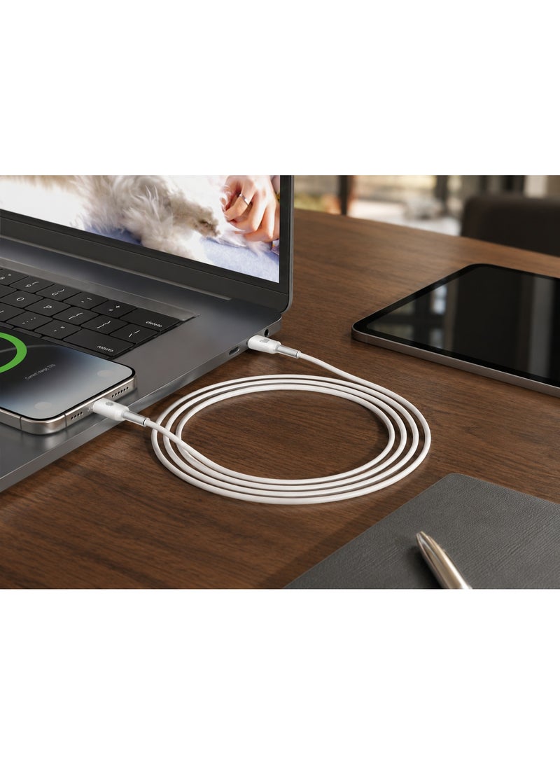 فيفث إيليمنت كابل FIFTH ELEMENT LUMEN بطول 2 متر من USB‑C إلى USB‑C شحن سريع بتقنية Power Delivery بقدرة 60 واط للهواتف والأجهزة اللوحية واللابتوبات، مع غلاف سيليكون ناعم – اللون الأبيض - Image 3