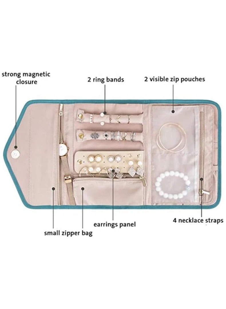 LIMOS Travel Jewelry Organizer Foldable Lightweight Jewelry Storage Case with Zipper Portable Large Capacity - Image 5