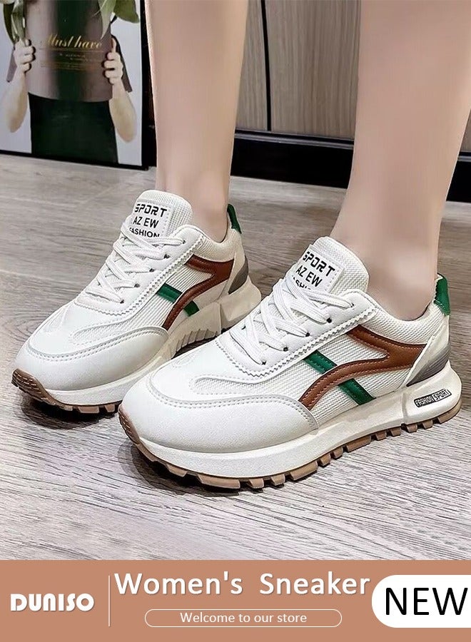 DUNISO Women's Platform Sneakers Low Top Walking Shoes for Lady Comfortable Lace Up Fashion Non-slip Casual Shoes for Indoor Outdoor Travel Work and Running Shoes  - Image 1