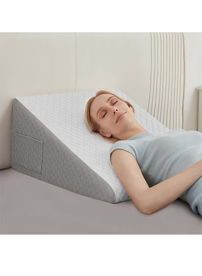 YelaJoy 1 pcs Wedge Pillow for Sleeping Bed Wedge Pillow for After Surgery Triangle Pillow Wedge for Acid RefluxGerd Snoring Post Surgery Leg Back Pain Relief - Soft Memory Foam Top & Washable Cover - Image 4
