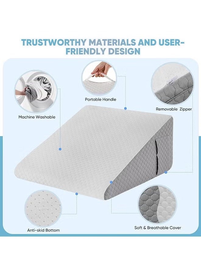 YelaJoy 1 pcs Wedge Pillow for Sleeping Bed Wedge Pillow for After Surgery Triangle Pillow Wedge for Acid RefluxGerd Snoring Post Surgery Leg Back Pain Relief - Soft Memory Foam Top & Washable Cover - Image 2
